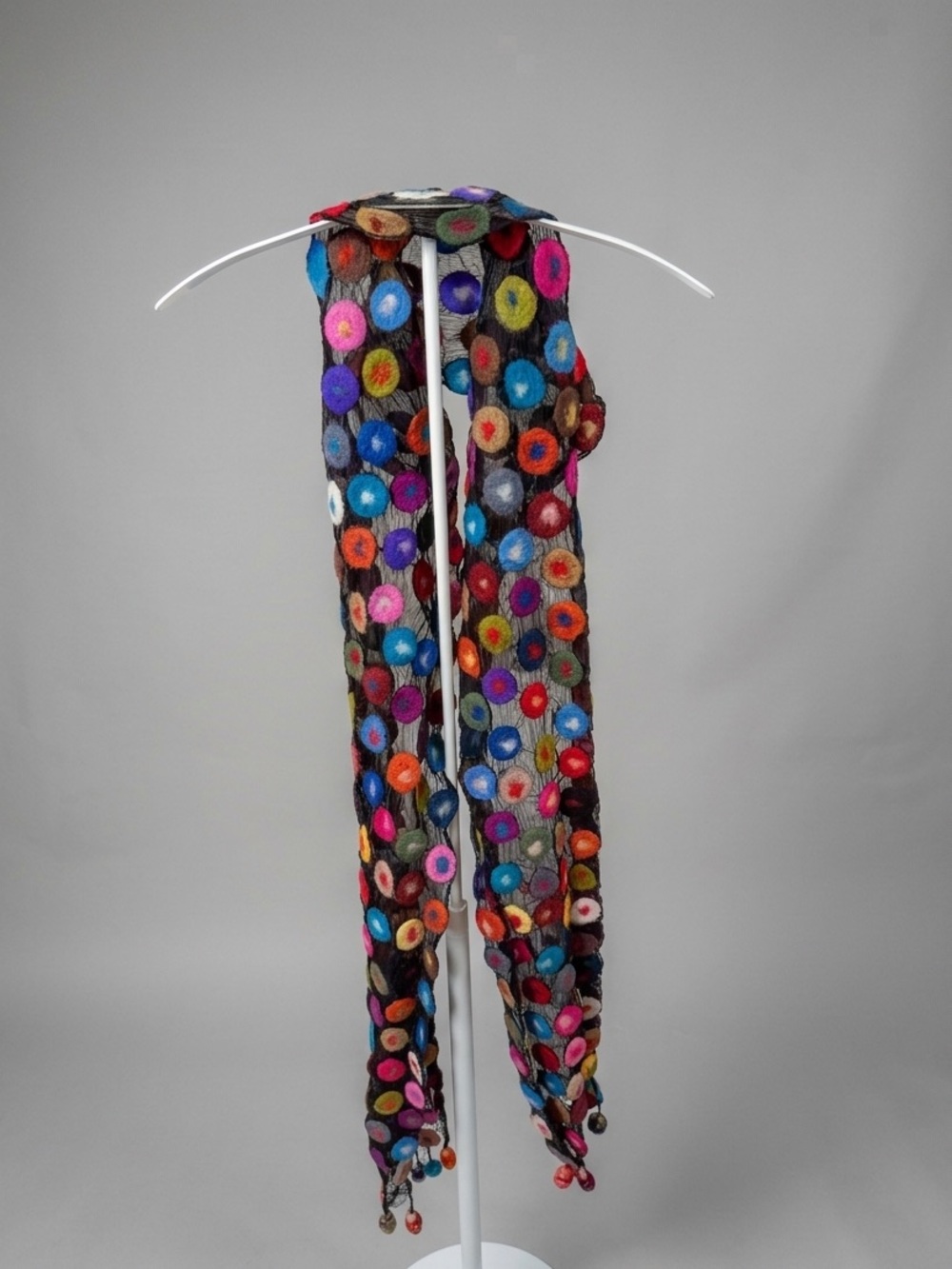 Multicolor Polka Dot Knit Scarf - Bright Mixed Colors